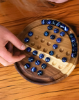 Solid Black Wood Solitaire Game | Glass Marbles