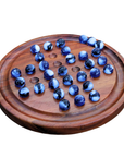 Solid Black Wood Solitaire Game | Glass Marbles