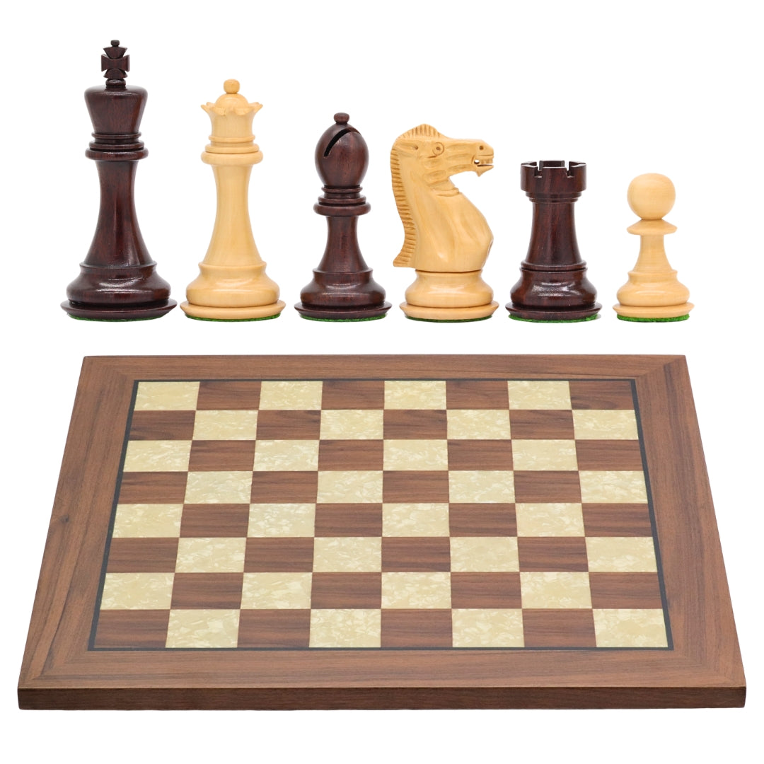 ST. PETERSBURG Wooden Chess Set with Walnut &amp; Mother of Pearl Board | 50mm Squares