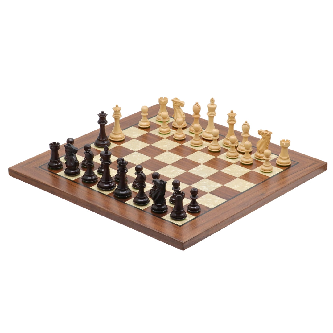 ST. PETERSBURG Wooden Chess Set with Walnut &amp; Mother of Pearl Board | 50mm Squares