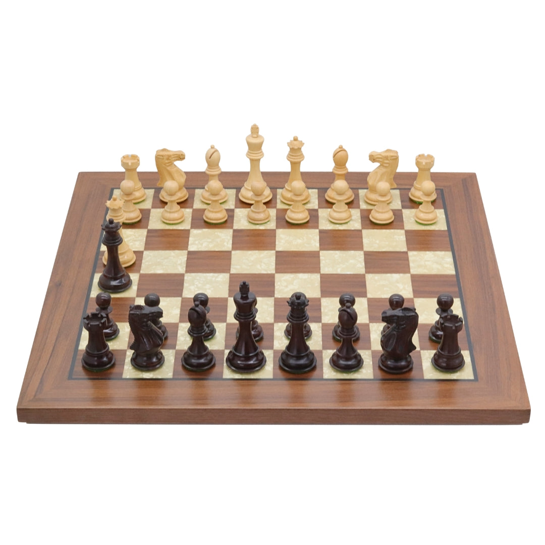 ST. PETERSBURG Wooden Chess Set with Walnut &amp; Mother of Pearl Board | 50mm Squares