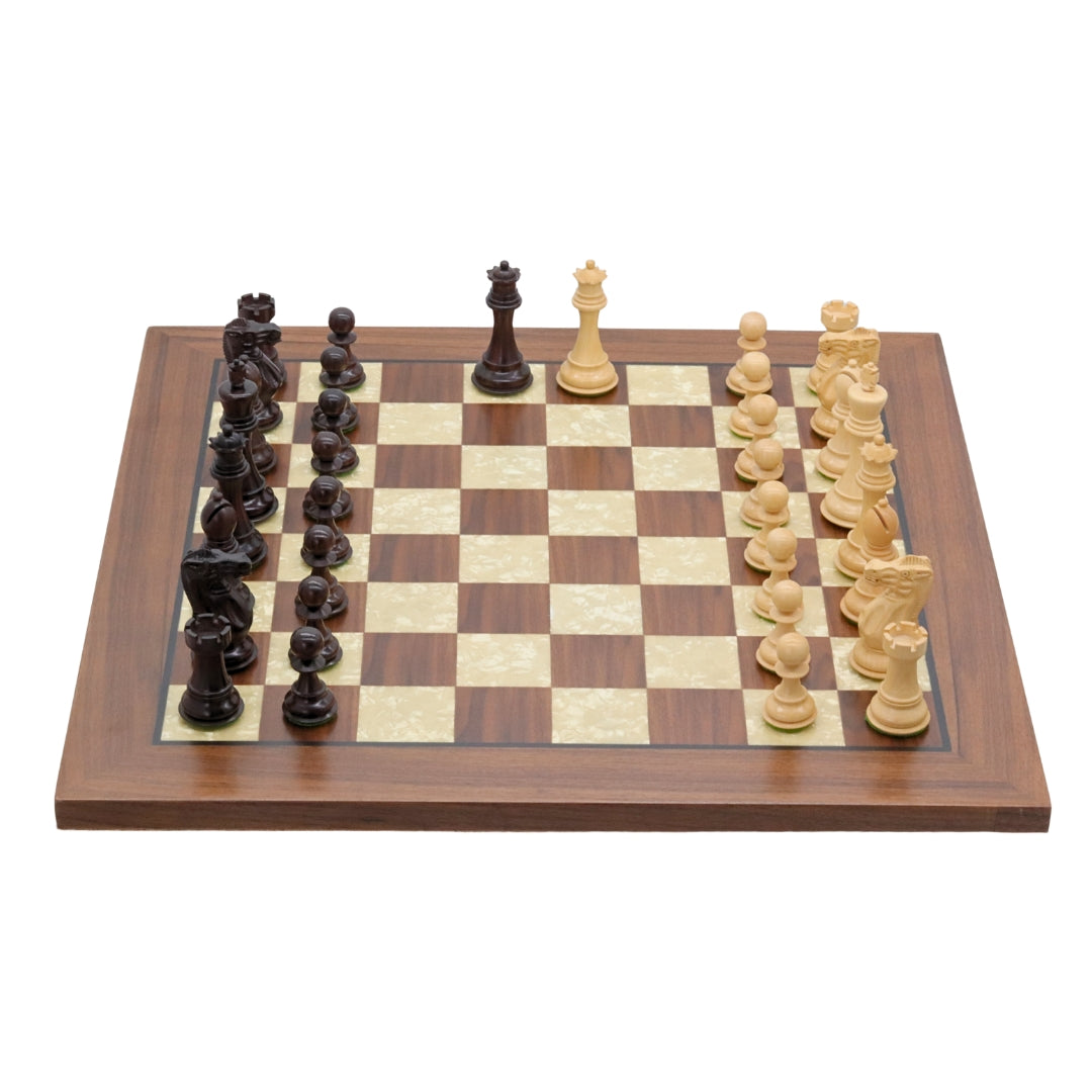 ST. PETERSBURG Wooden Chess Set with Walnut &amp; Mother of Pearl Board | 50mm Squares