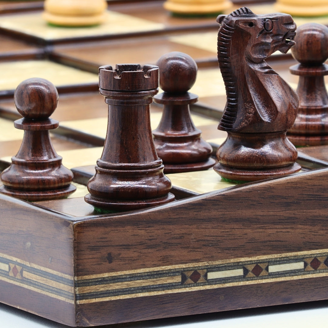 STALLION KNIGHT Wooden Chess Set with 3D Beech Board | 50mm Squares