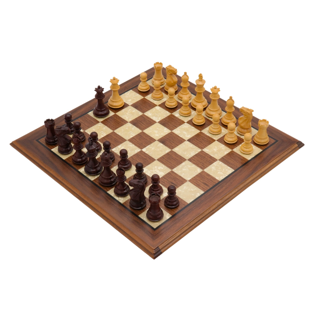 STALLION KNIGHT Wooden Chess Set with Walnut &amp; Mother of Pearl Board | 40mm Squares