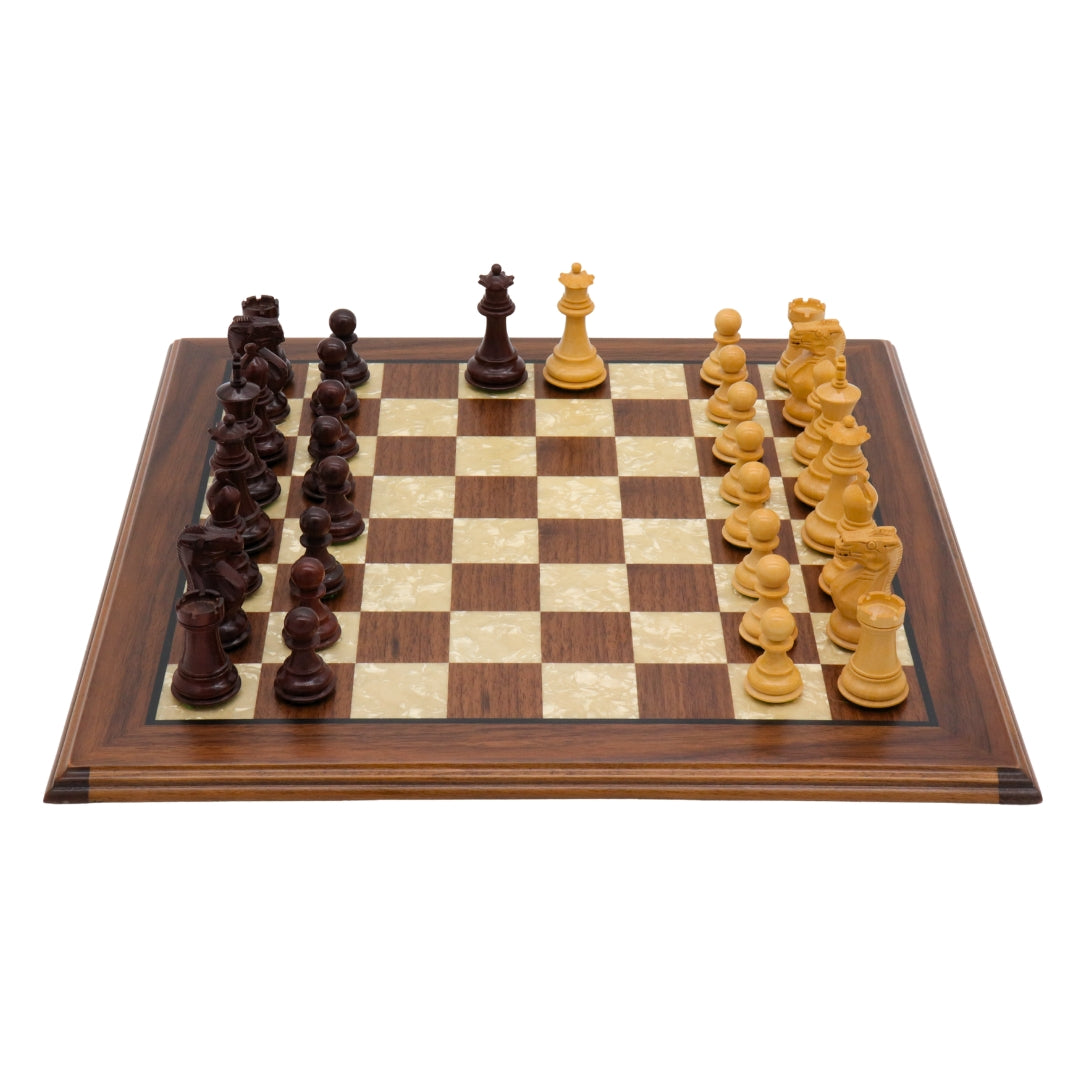 STALLION KNIGHT Wooden Chess Set with Walnut &amp; Mother of Pearl Board | 40mm Squares