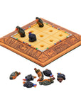African Bird Noughts & Crosses resin game set with hand-painted birds showcasing board with slots for pieces side view