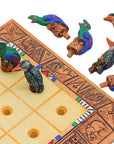 African Bird Noughts & Crosses resin game set with hand-painted birds showcasing board with slots for pieces