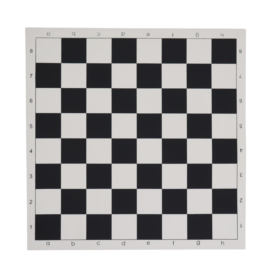 Roll-Up Chess Board featuring black and pure white squares for clear piece recognition and tournament use.