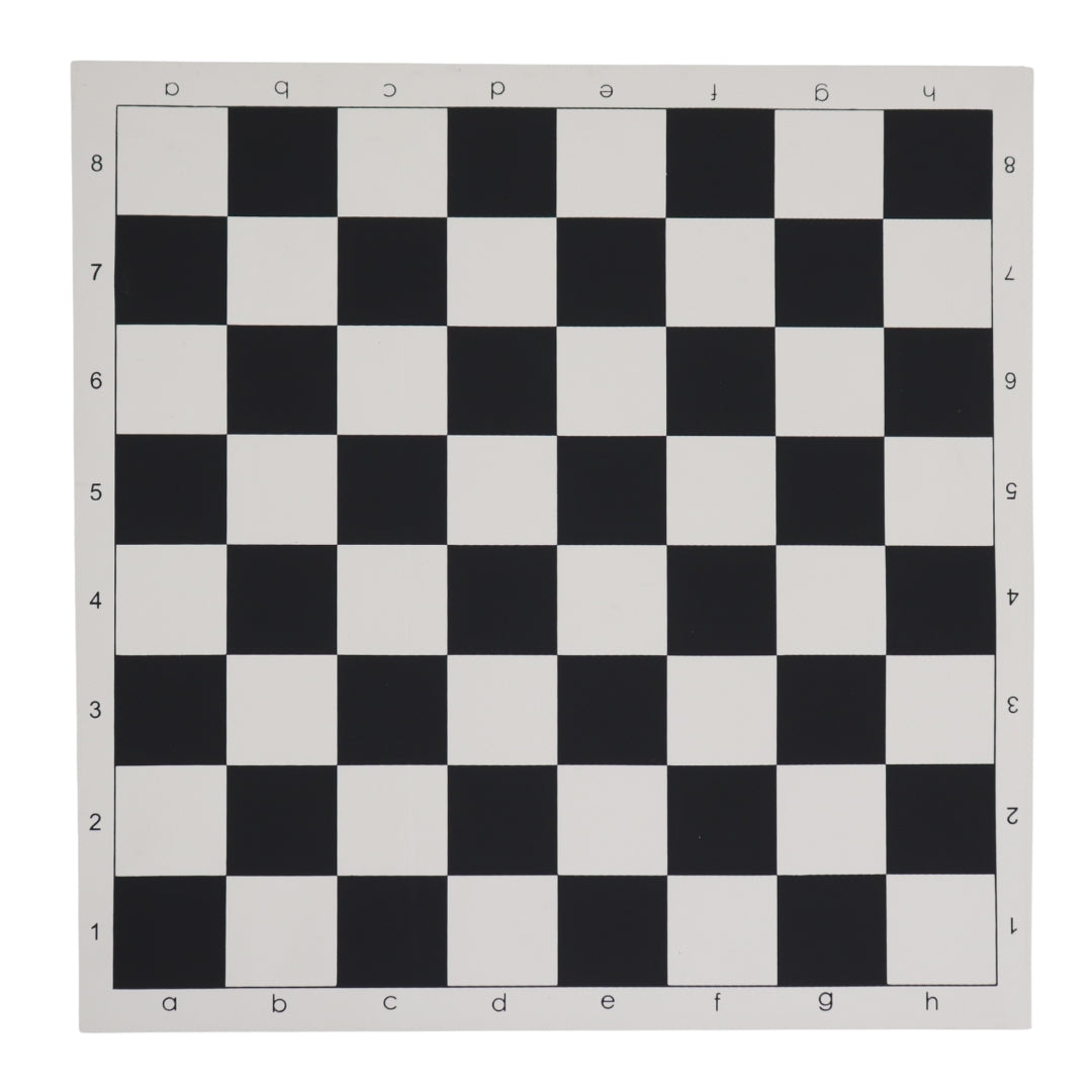 Roll-Up Chess Board featuring black and pure white squares for clear piece recognition and tournament use.