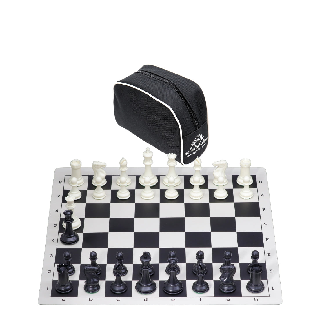 Vinyl Roll-Up Tournament Set | 57 mm Squares | Heavy Luxury Pieces &amp; Bag