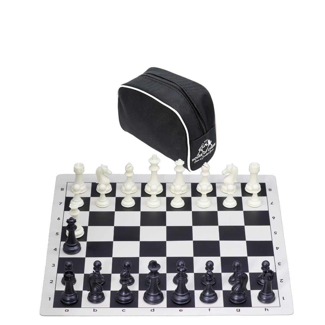Vinyl Roll-Up Tournament Set | 57 mm Squares | Heavy Luxury Pieces &amp; Bag