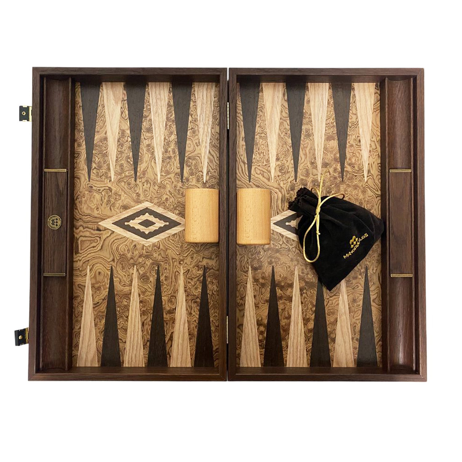 Backgammon | Walnut Burl Inlay | Brown & Oak Points | Handmade