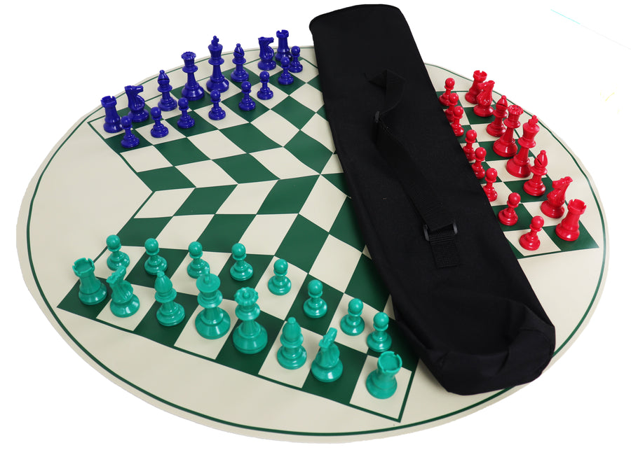 three-player chess set (green board)