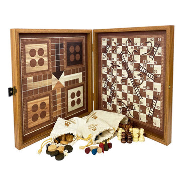 Classic Style 5-in-1 | backgammon, checkers, chess, ludo, snakes