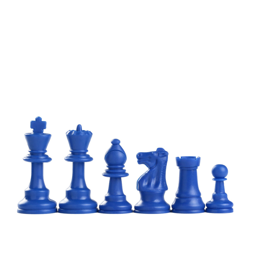 87mm blue coloured plastic chess pieces