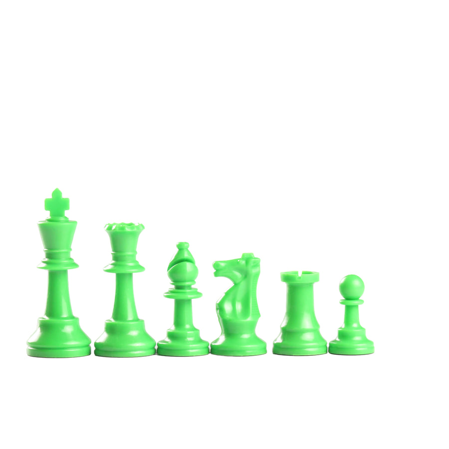 95mm lime coloured plastic chess pieces