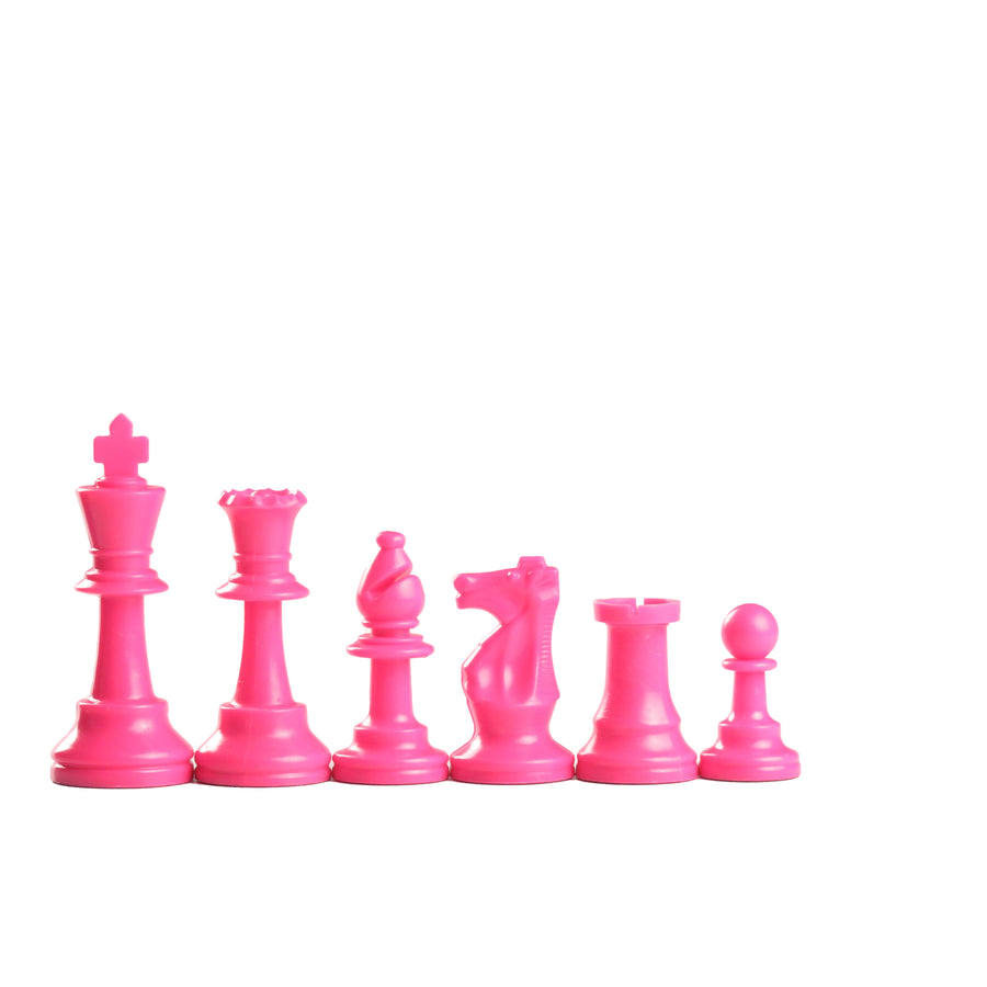 95mm pink coloured plastic chess pieces