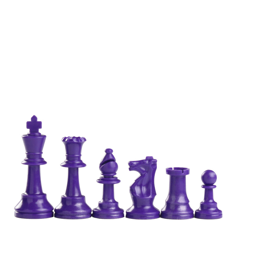 95mm purple coloured plastic chess pieces