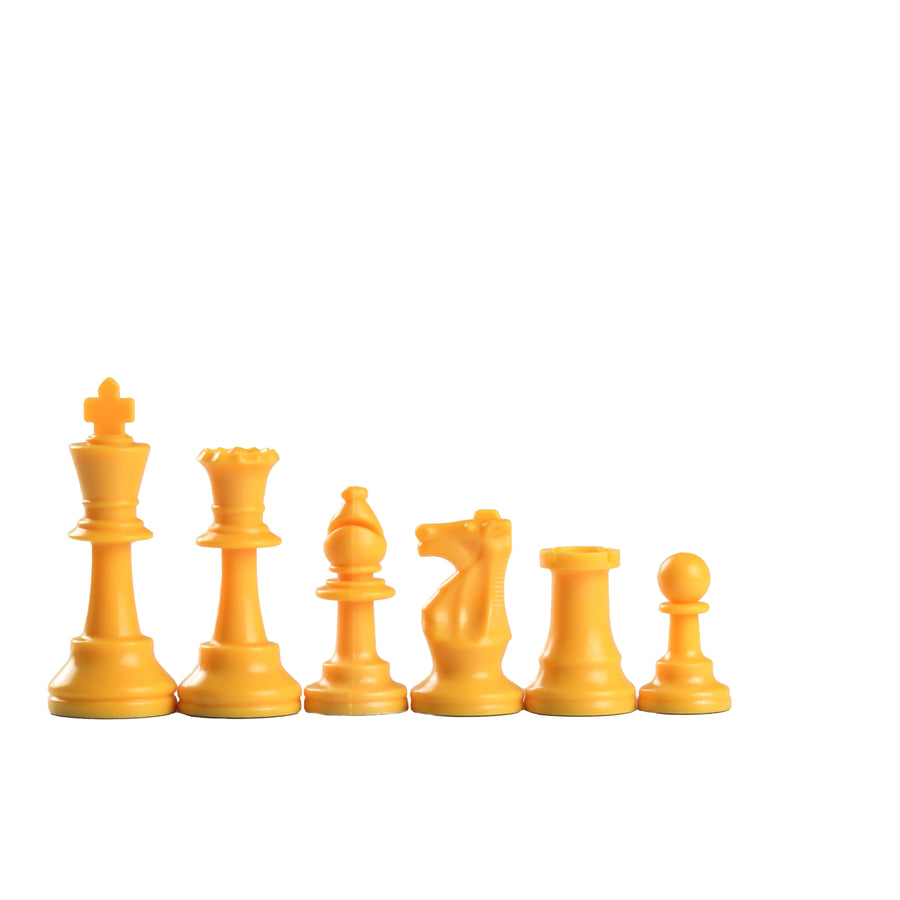 95mm yellow coloured plastic chess pieces