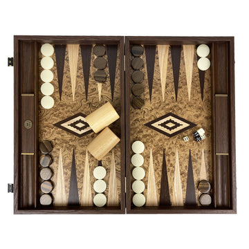 Walnut Burl Backgammon with side racks | 48cm | BJJ1