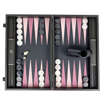 Leatherette Dusty Pink Backgammon with side racks | 48cm