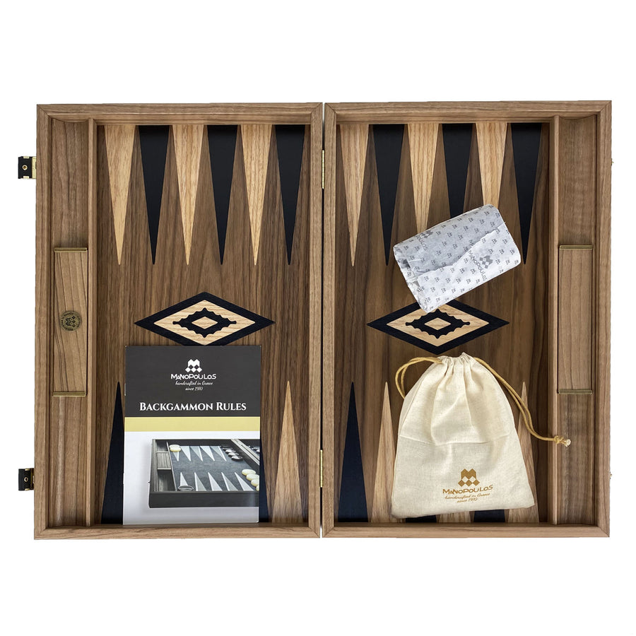 American Walnut Backgammon with side racks | 48cm