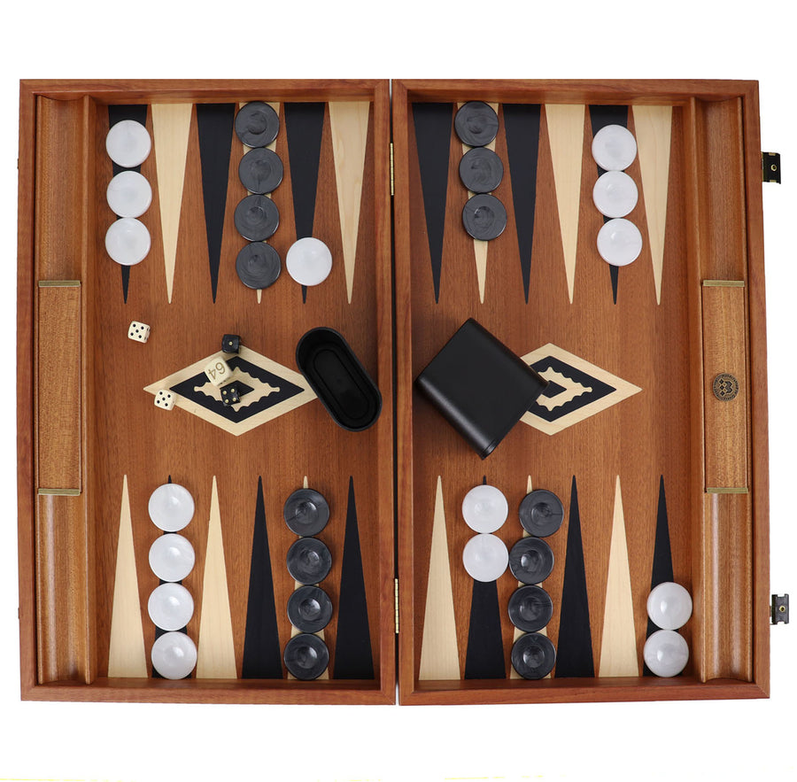 Mahogany Backgammon with side racks | 48cm