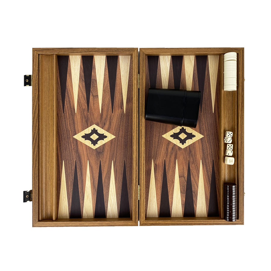 Walnut Replica Backgammon with side racks | 38cm | BXL2KK
