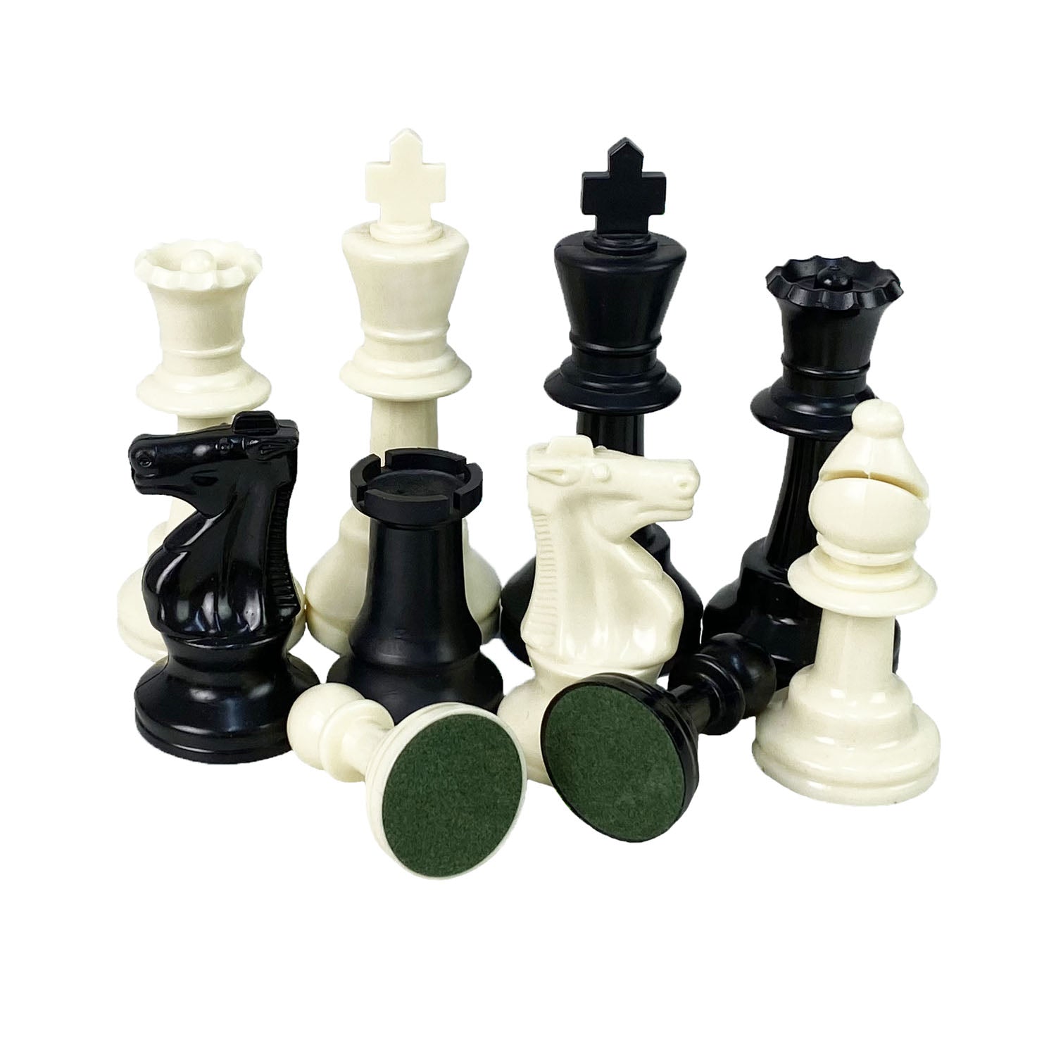 STANDARD | Hard Plastic + Green Felt | Black &amp; Ivory | 3.75&quot; | 95mm