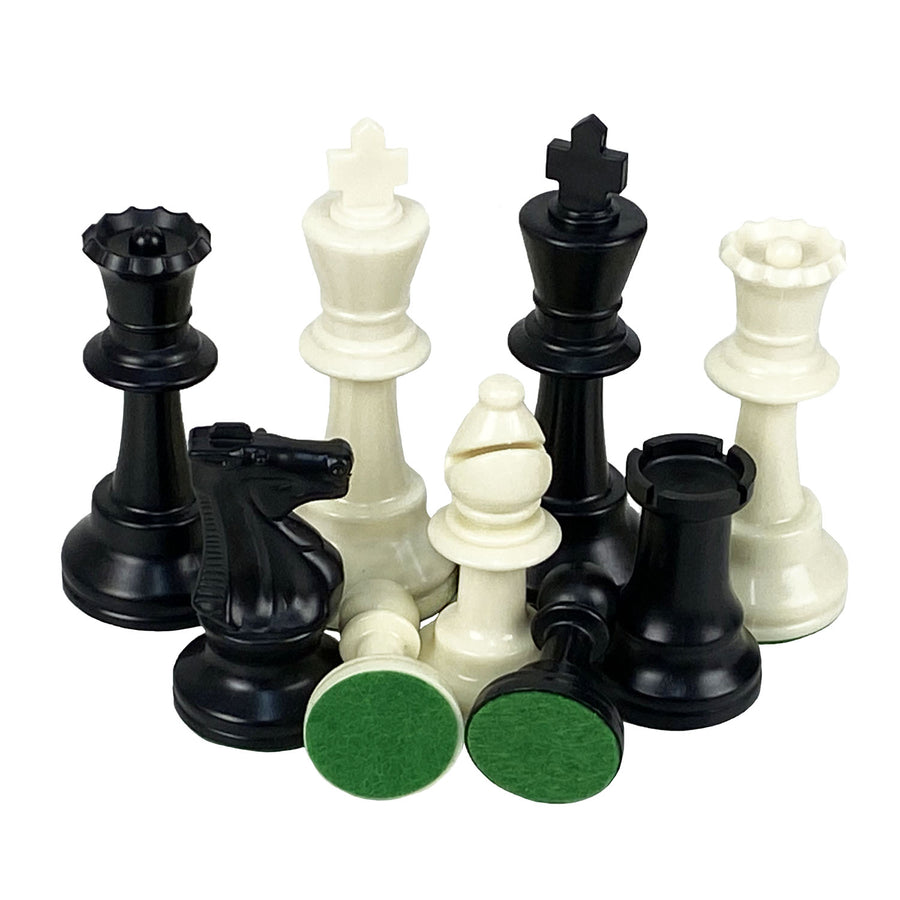 95mm Weighted black and ivory chess pieces