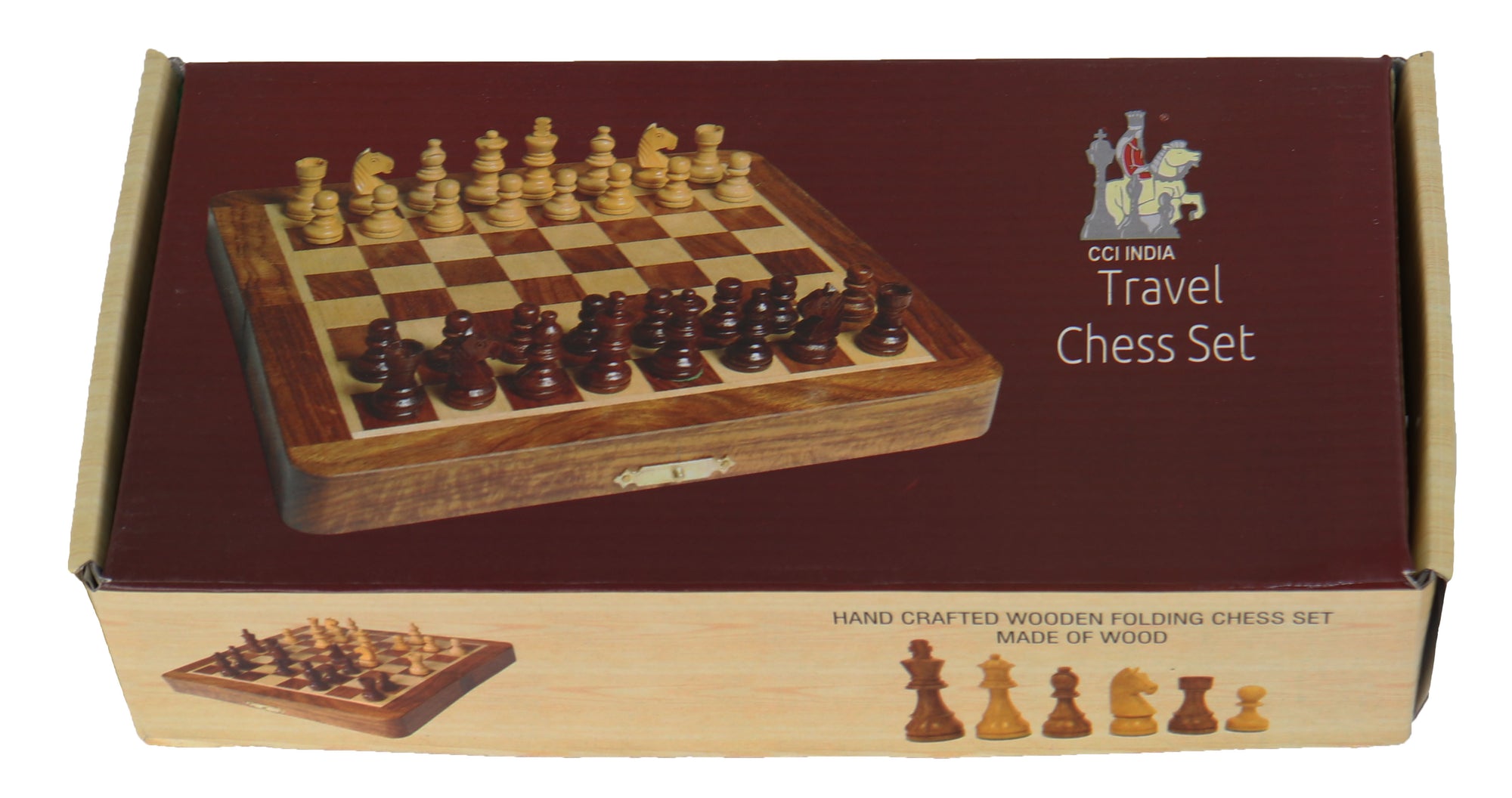 Folding wooden magnetic travel chess set | 25cm