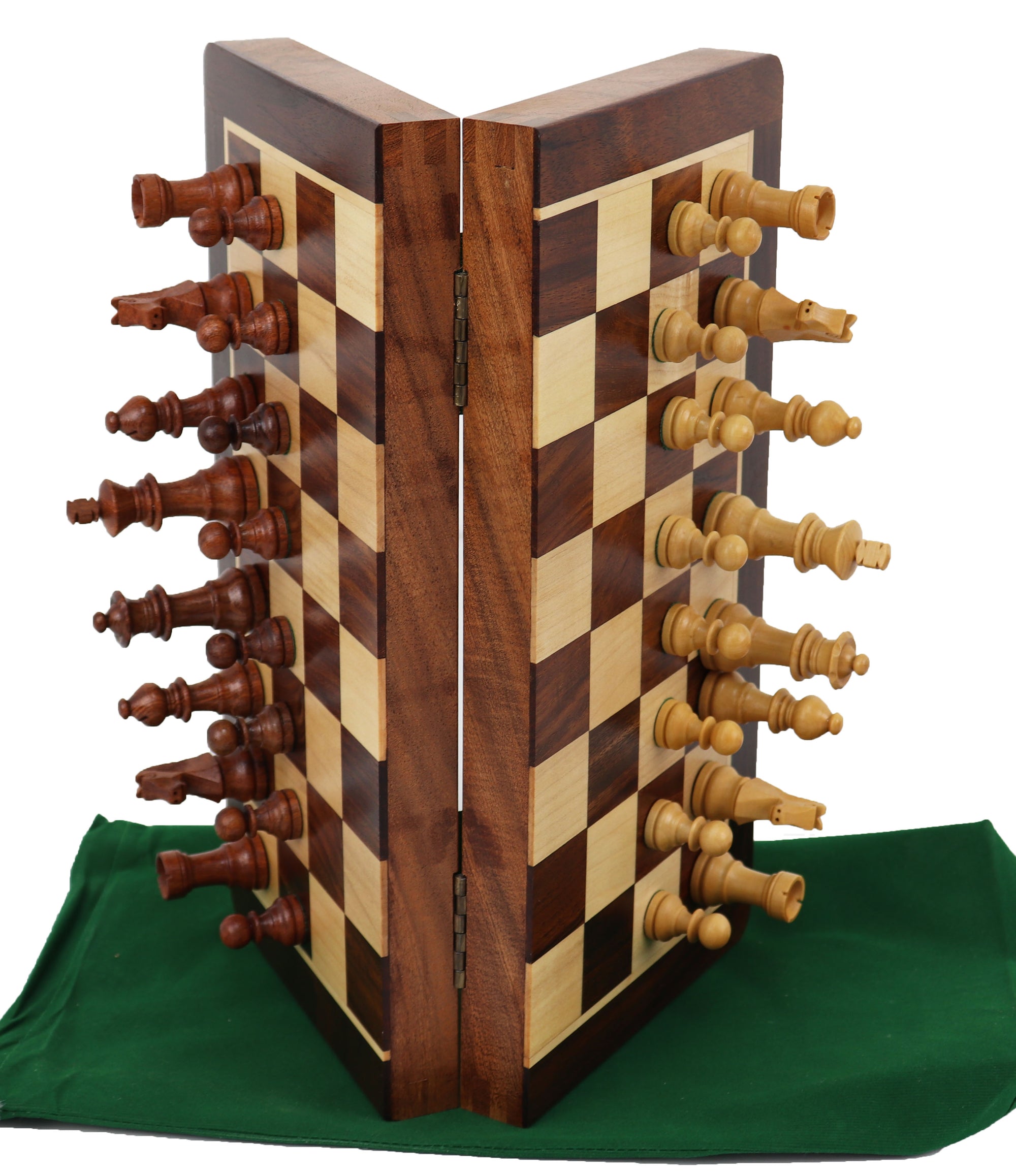 Folding wooden magnetic travel chess set | 30cm