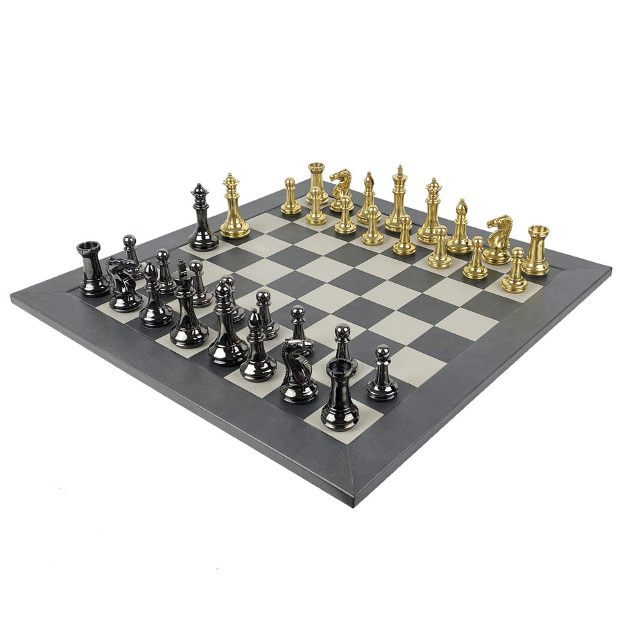 Solid Brass, black & gold pieces & Leather board | x large