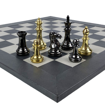 Solid Brass, black & gold pieces & Leather board | x large