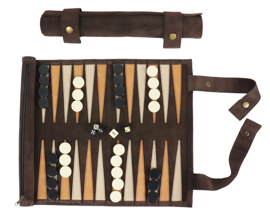 Leather Roll-up Backgammon | 38cm