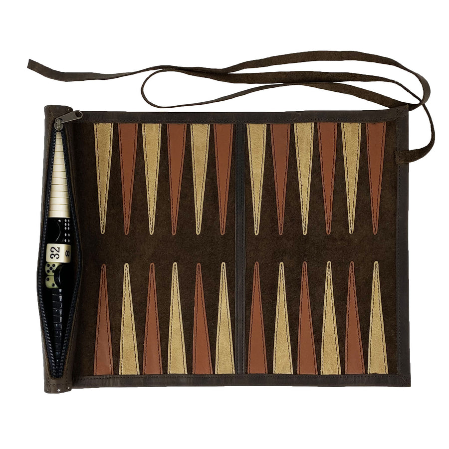 Leather Roll-up Backgammon | 30cm
