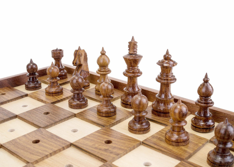 Wooden chess set for visually impaired (blind) players | 33cm