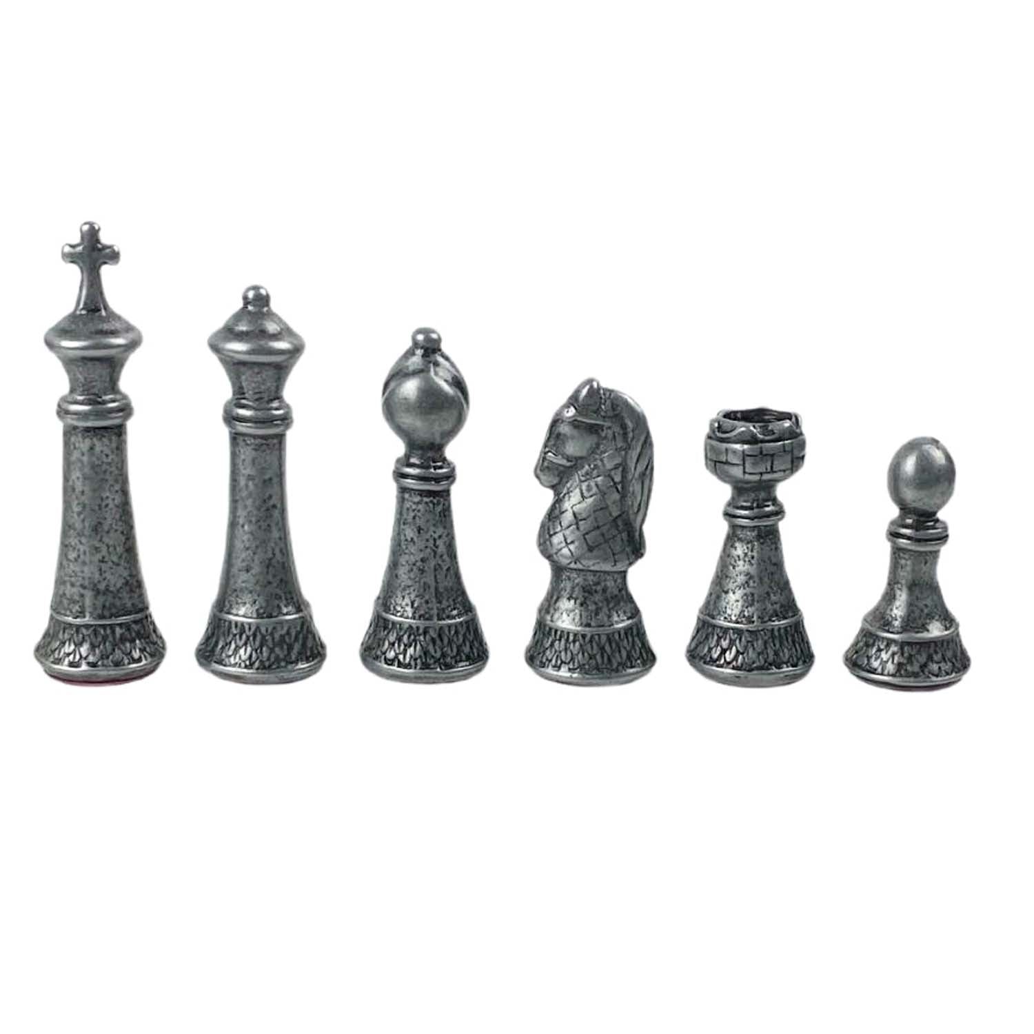 Wooden Chess Set In Box | Walnut | 5cm Squares | Vintage Style Gold &amp; Silver Metal Staunton Pieces | 8.8cm King | SKW33Z50K